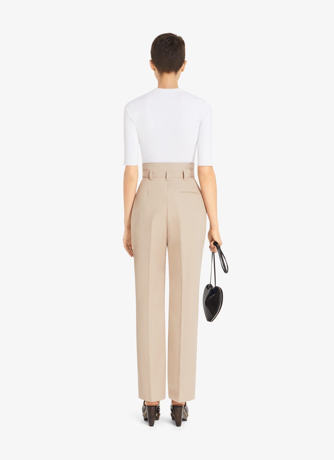 High-Waist cotton gabardine trousers ALAÏA LIGHT BEIGE HIGH-WAIST COTTON GABARDINE TROUSERS